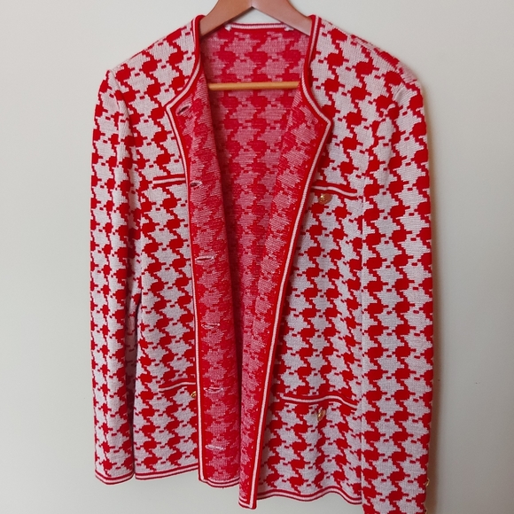 Vintage Wool blend houndstooth knit jacket - Picture 7 of 7